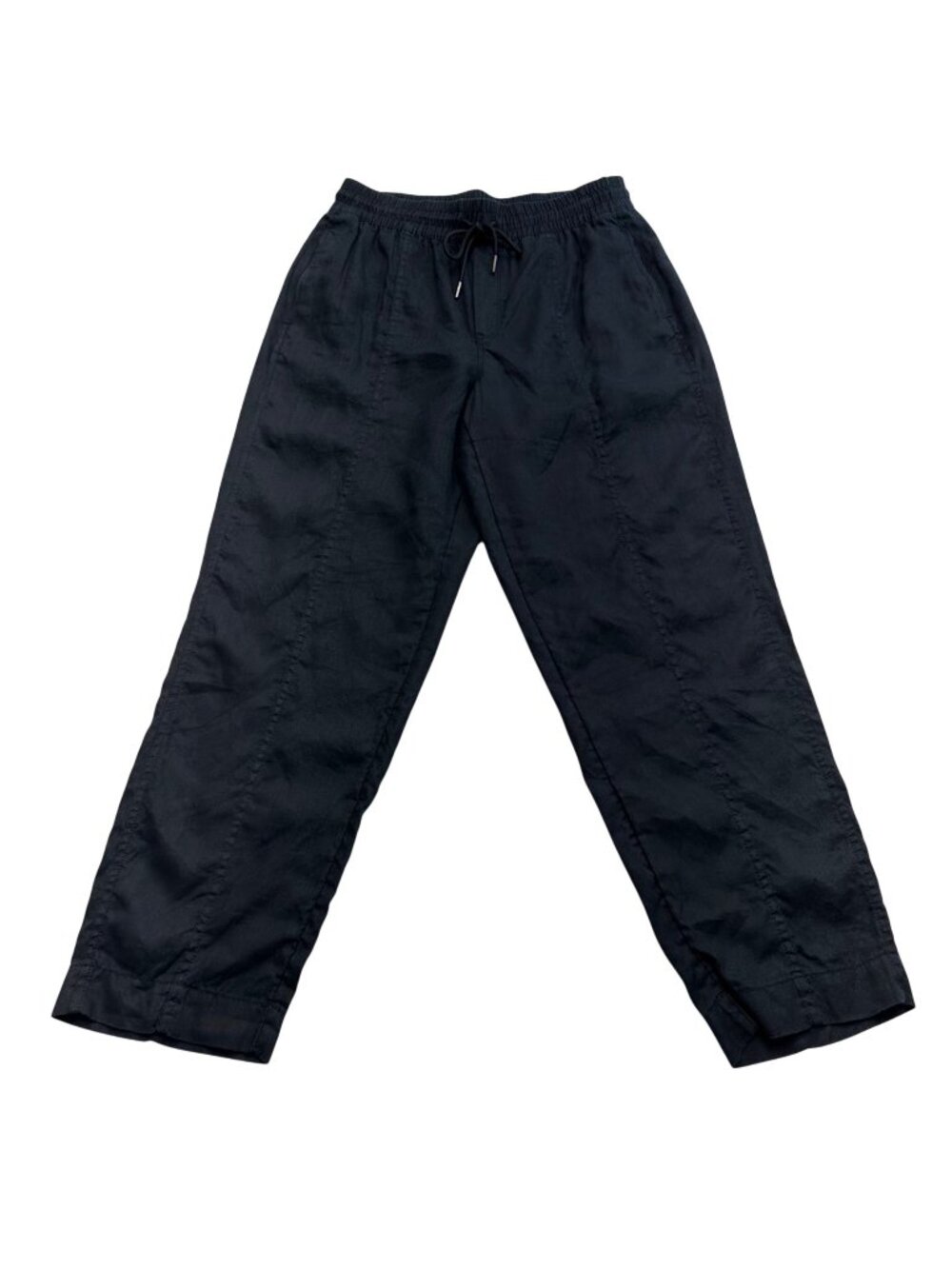 Athleta 100% Linen Retreat High Rise Pant Size Small Black Straight Leg Casual